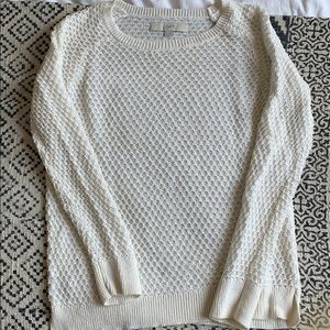 Loft Stretch Mesh Knit Sweater White Sz M
